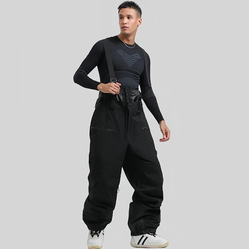 Skiing Strap Pants Outdoor Winter Thickening Warm Ski Overalls New Men Women Loose Snow Waterproof Windproof Snowboard Trousers skiing pants,ski suit
