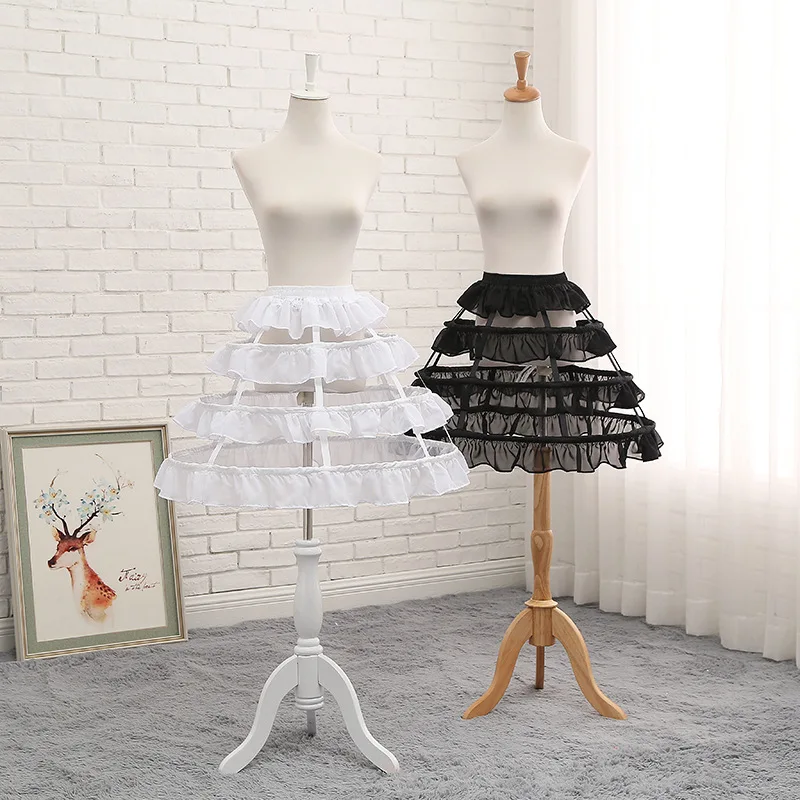 

Classic Womens Hollow Caged 3-Hoop Ruffles Petticoat Skirt Wedding Bridal Dress Cosplay Pannier Crinoline Underskirt