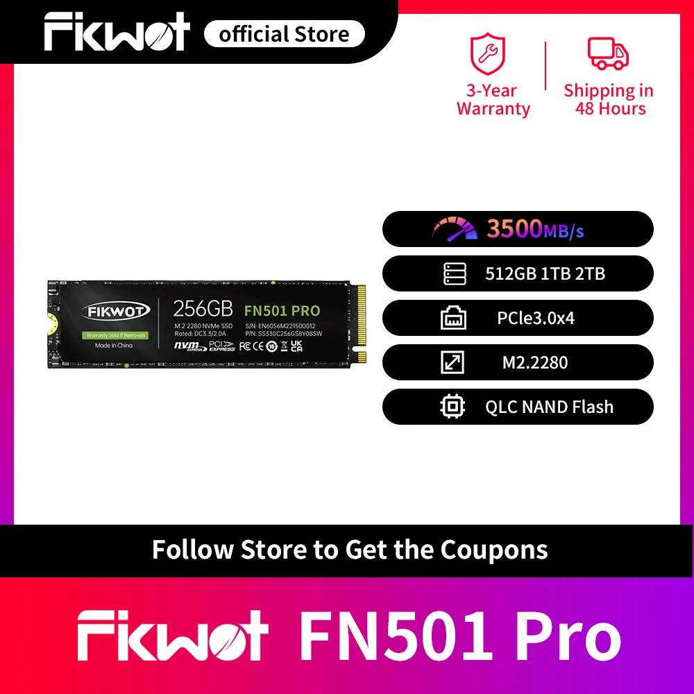 Fikwot FN501 Pro SSD M.2 2280 256GB 512GB 1TB 2TB PCIe3.0x4
