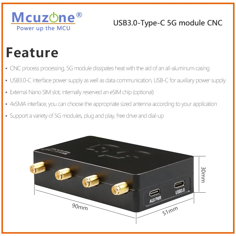 Tipo-c Cnc Metal Case Module Usb3.0 5g Plug And Play para X86 Mac Osrpi os Ubuntu Windows 10 11rm520n-glfm160-eau Modelo Mr5u3c - Imagem 4