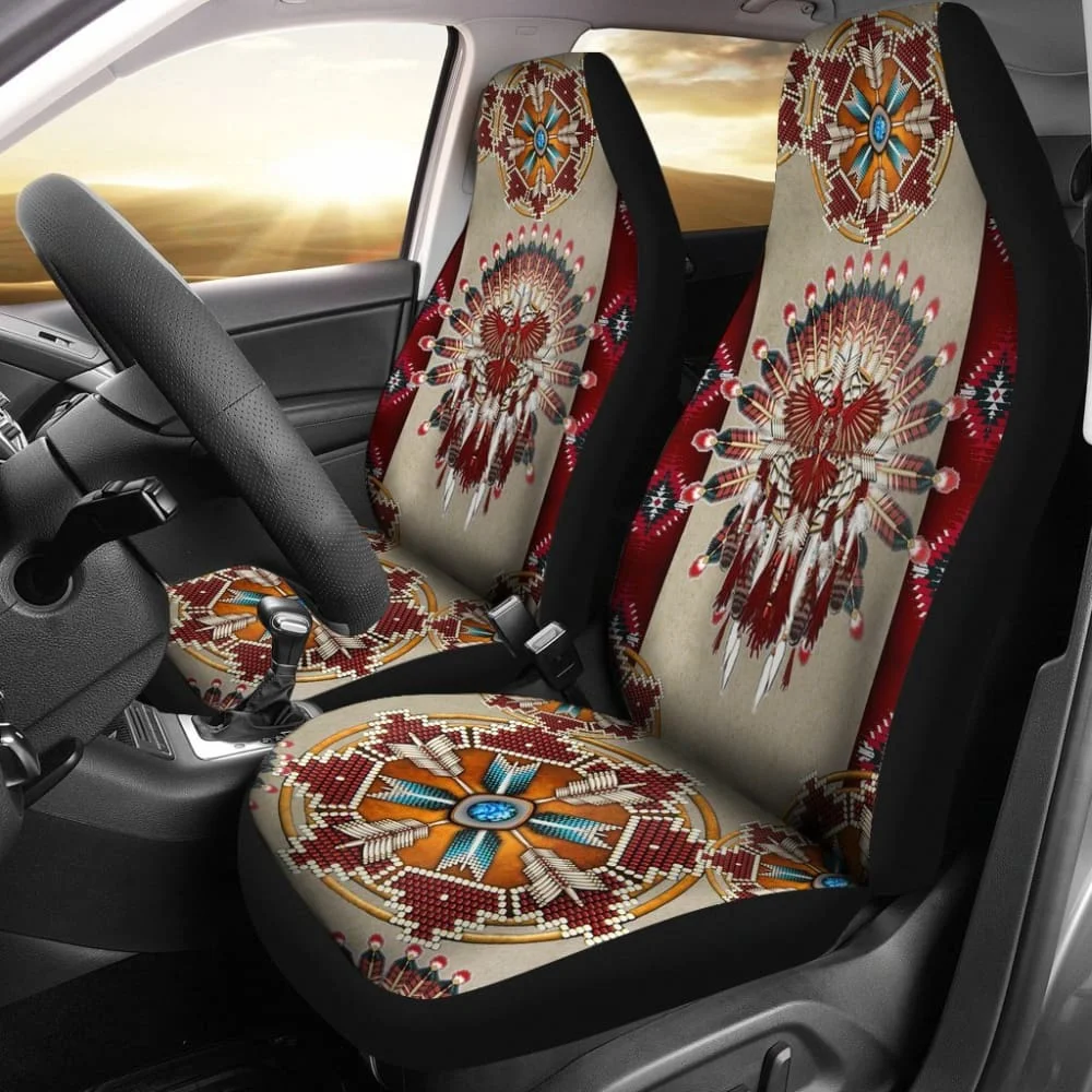 

Red Thunderbird Native Car Seat Cover,Pack of 2 Universal Front Seat Protective Cover