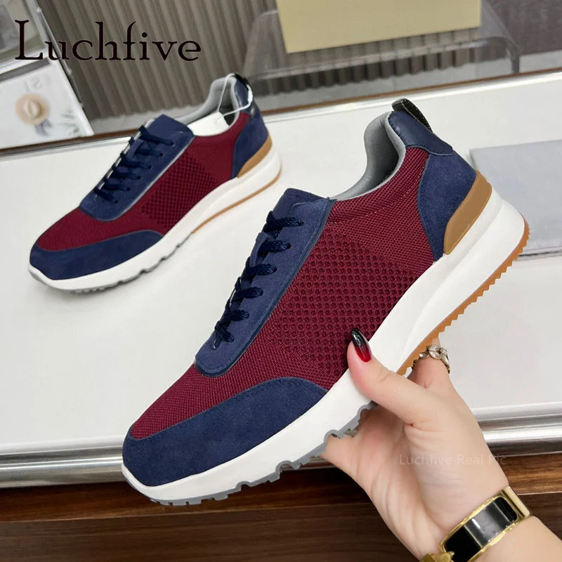 

Luchfive Spring Summer New Mesh Patchwork Men's Sneakers Round Toe Lace Up Casual Flats Shoes Brand Men's Outdoor Casual Shoes