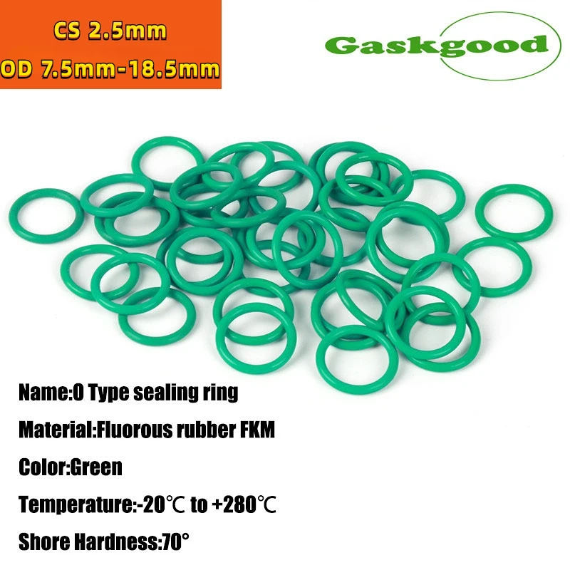 FKM O 링 CS 2.5mm OD 7.5mm  18.5mm 씰링 개스킷, 절연 오일 고온 저항 녹색 불소 고무 10-50 개