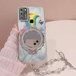 Beautiful Rainbow Phone Case Set with Lanyard and Stand 3pcs for Infinix Smart 5 (Silver)