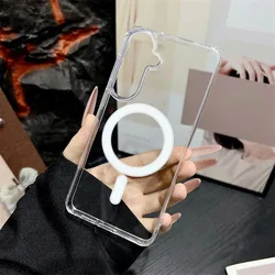 Premium Magsafe Magnetic Wireless Charging Acrylic Back Case Cover - Galaxy S24 FE (Transparent)