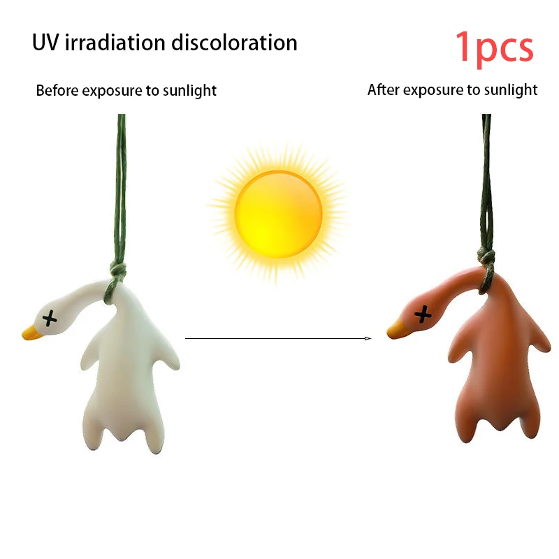 Color Change Duck Pendant Car Rearview Mirror Ornament Gradient Roast Duck Swing Duck Pendant Duck Rear View Mirror Accessories 4