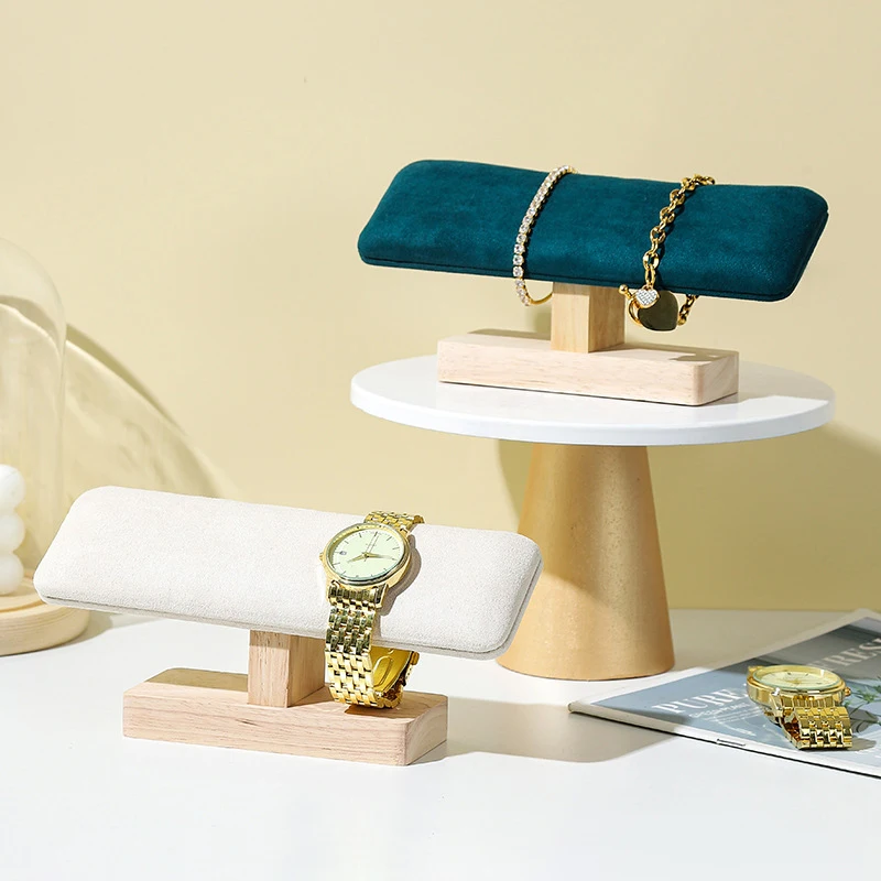 Watch Display Stand 1Pc Wooden Watches Display Stands Base Watch Necklace Bracelet Organizer Rack Bangle Scrunchie Headband Showcase
