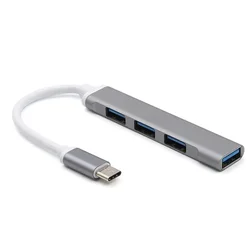High - Speed 4 - Port USB 3.0 Hub with Type C Splitter (Type c grey)