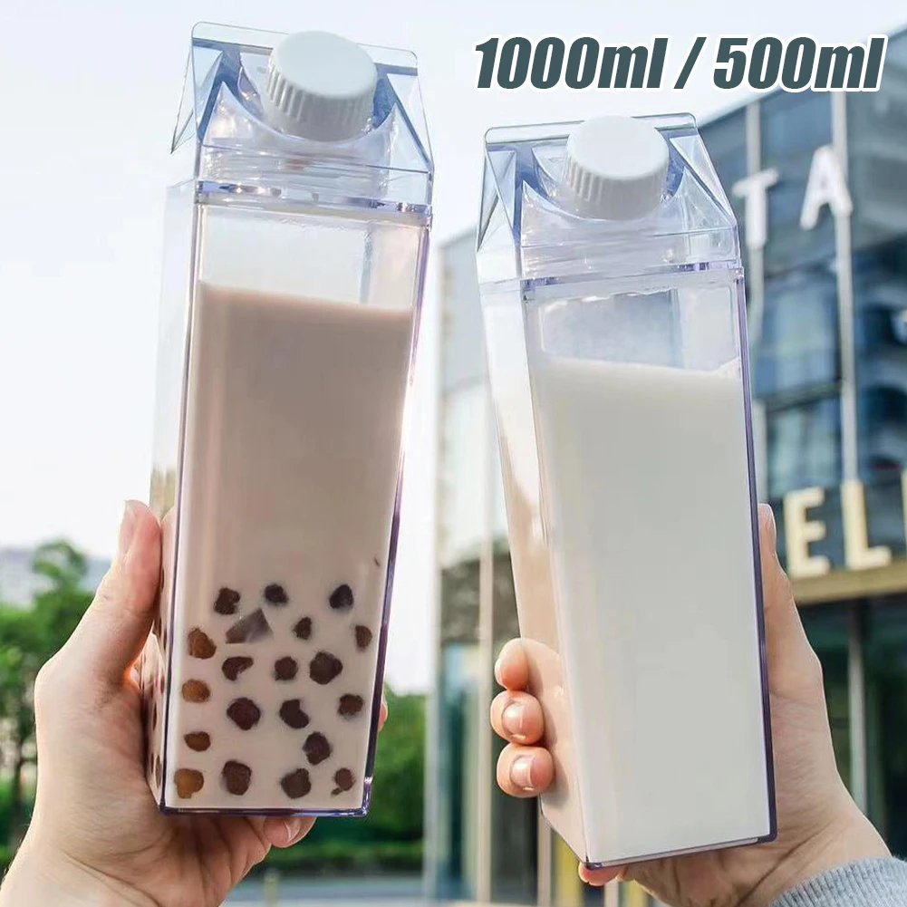 

Portable Creative Transparent Milk Carton For Drink Juice Tea Coffee Latte Cappuccino Mocha Outdoor Travel Camping Hiking