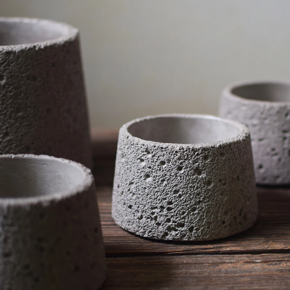 

Cement flowerpot Sandstone Moon Texture Design Silicone Mold Nordic Home Plant Pot Concrete pot Candlestick Jar silicone molds