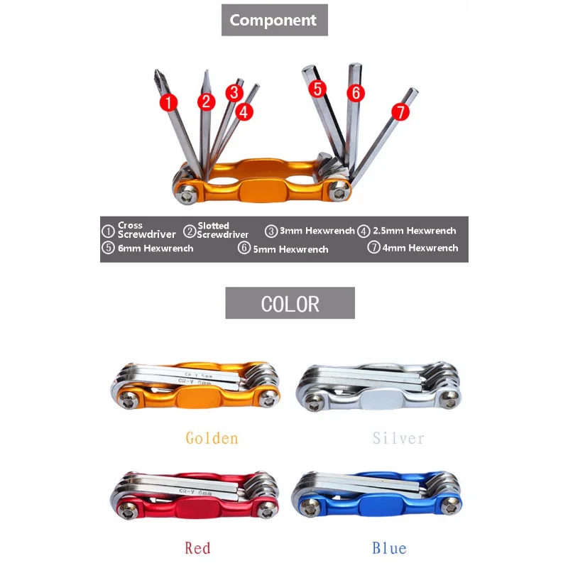자전거 Repaire 세트 스포크 육각 알렌 렌치 스크류 드라이버 경량 휴대용 7 In 1 산악 자전거 사이클링 멀티 수리 도구 키트