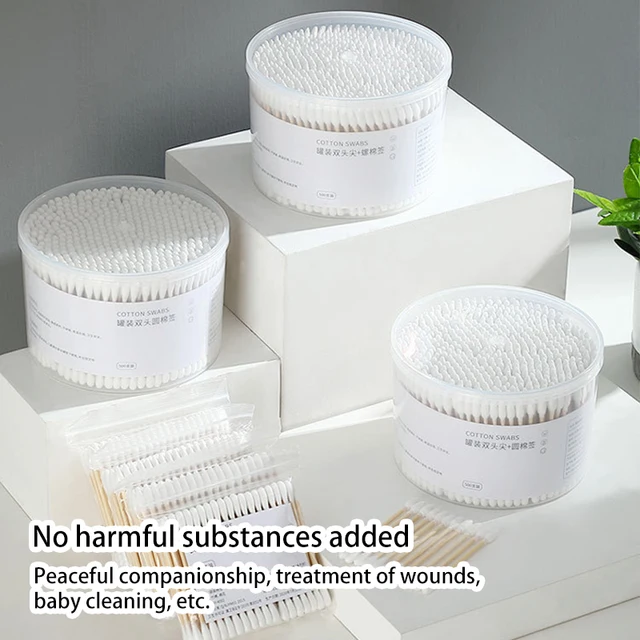 Hisopo de algodón de doble cabeza para mujer, herramientas para el cuidado de la salud, maquillaje, punta de madera, tornillo, palos, nariz, orejas, 500 piezas - Imagen 2