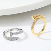 Women Adjustable Nail Ring Korean Fashion Punk Cubic Zirconia Ring Daily Simple Jewelry 1
