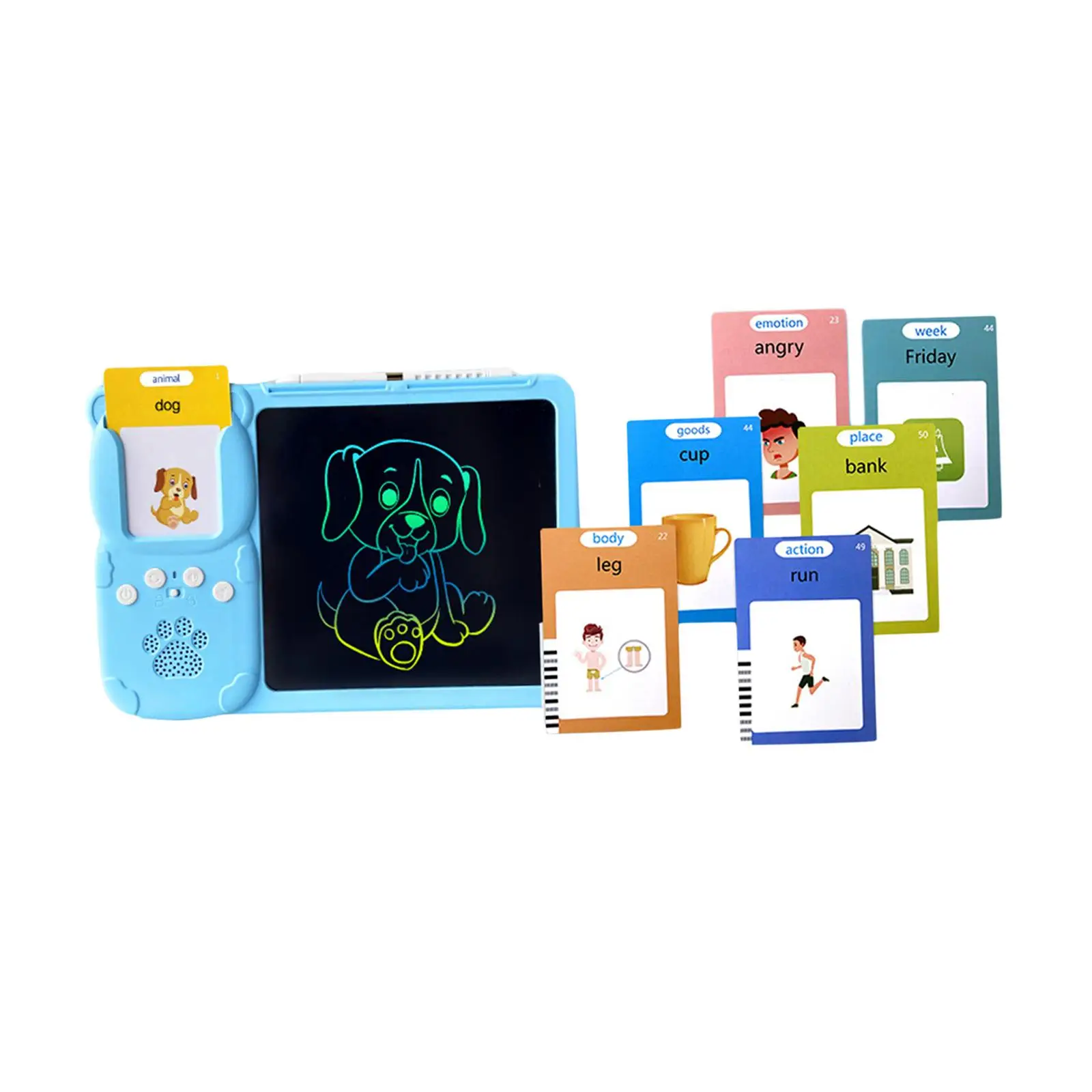 Talking Flash Cards Writing Tablet Montessori Educational Speech Toys with Drawing Board for Girls Boys Age 2-6 Child Gifts