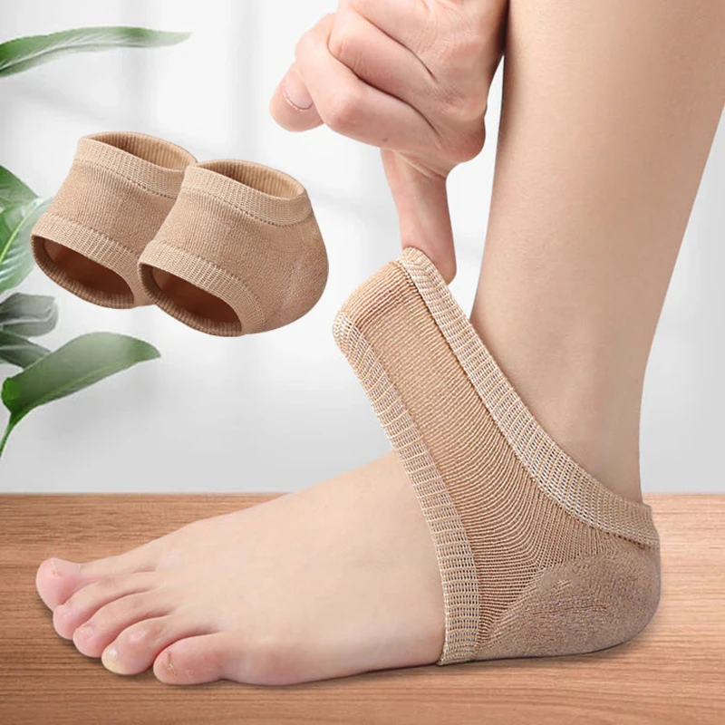 

1 Pair Silicone Protector Sleeve Heel Pads Heel Cups Plantar Fasciitis Support Feet Care Skin Repair Cushion Half-yard Gel Heel