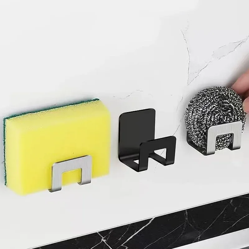 Kitchen storage rack sink sponge rack dish drying rack sink sponge holder kitchen lid rack under sink storage rack under sink organizer Metal self-adhesive hook sink sponge storage holder kitchen wire rag organizer