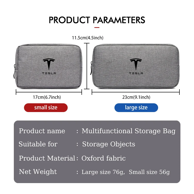 For Tesla Three Layer Car Digital Storage Bags Electronics Accessories Bag Model 3 Y S X Roadster Cybertruck car storage bag