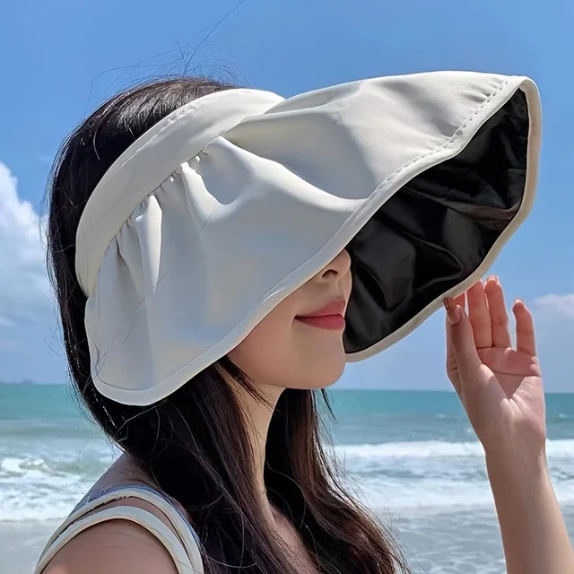 2023 New Wide Brim Sun Hats Visor Foldable Picnic Beach UV Protection Scallop Cap For Outdoor Women's Hat Caps 2