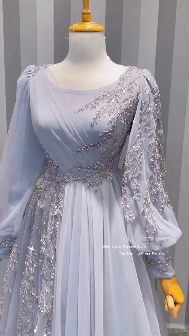 Women Prom Dresses Xijun Modest Moroccan Kaftan Evening Dubai Long Formal Party Saudi Arabia Glitter