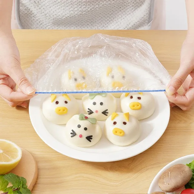 Couverture alimentaire jetable, 100/300 pièces, couverture alimentaire pour fruits, bonnet de douche en plastique élastique, sac de rangement de qualité alimentaire, organisateur de cuisine, Film transparent 2