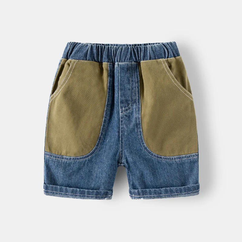 

New 2024 Kids Summer Fashion Denim Short Trousers Baby Boys Patchwork Middle Pants Children Casual Shorts Clothing For 2-7Y