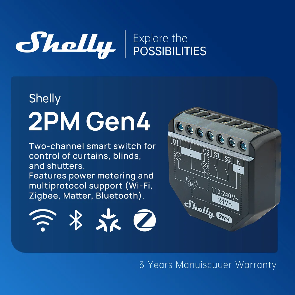 שלי 2PM Gen4 Zigbee 2 ערוץ מתג חכם שליטה בחומר וילונות נילודים מדידת כוח תואם Alexa Homekit Google Home