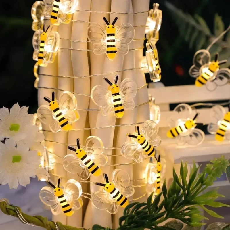 Bee String Lights 1Pack for Bedroom Plants Patios Party Wedding Xmas Decorative Lights
