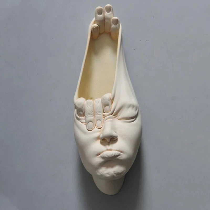 

Wall Hanging Statue Surreal New Series of Art Resin Sculpture Art Craft Ornament Human Face Garden Abstract Mask Home Decoration