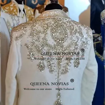 Pietre squisite Abiti con perline Uomo Occasioni formali Matrimonio Sposo Tuxeods Personalizzato Set da 3 pezzi Uomo Banchetto Cena Abiti da festa