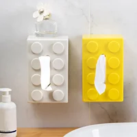Building Blocks Tissue Box Creative Punch-free Wall-mounted Tissue Box Spring Paper Towel Holder Bathroom Waterproof Tissue Box 1