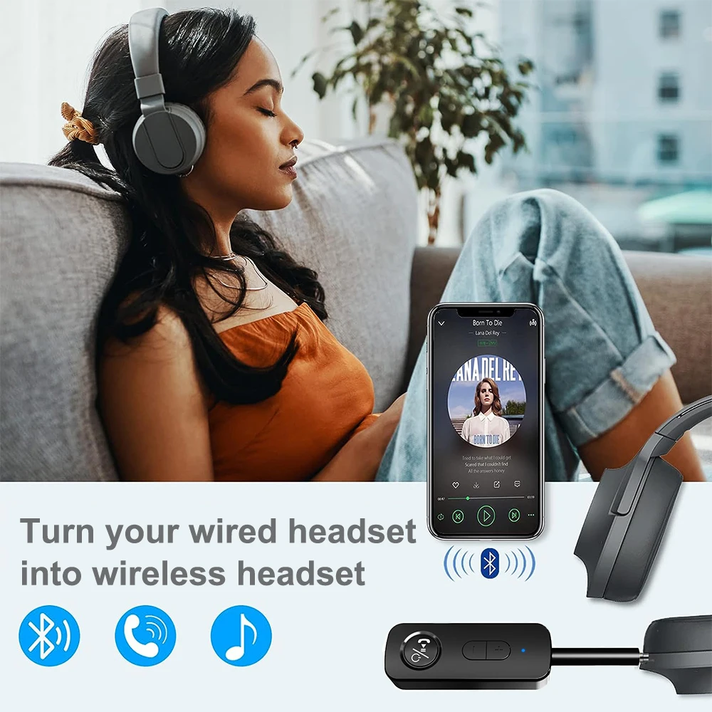 Bluetooth 5.3 Audio Receiver Transmitter 3.5MM AUX Stereo Music Wireless Adapter For PC TV Car Speakers Headphone