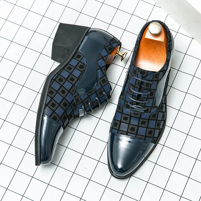 Leather Shoes Luxury Classic High Heels Men Leather Shoes Height Increasing Casual Wedding Party Dancing Shoes Men Spring/Autumn
