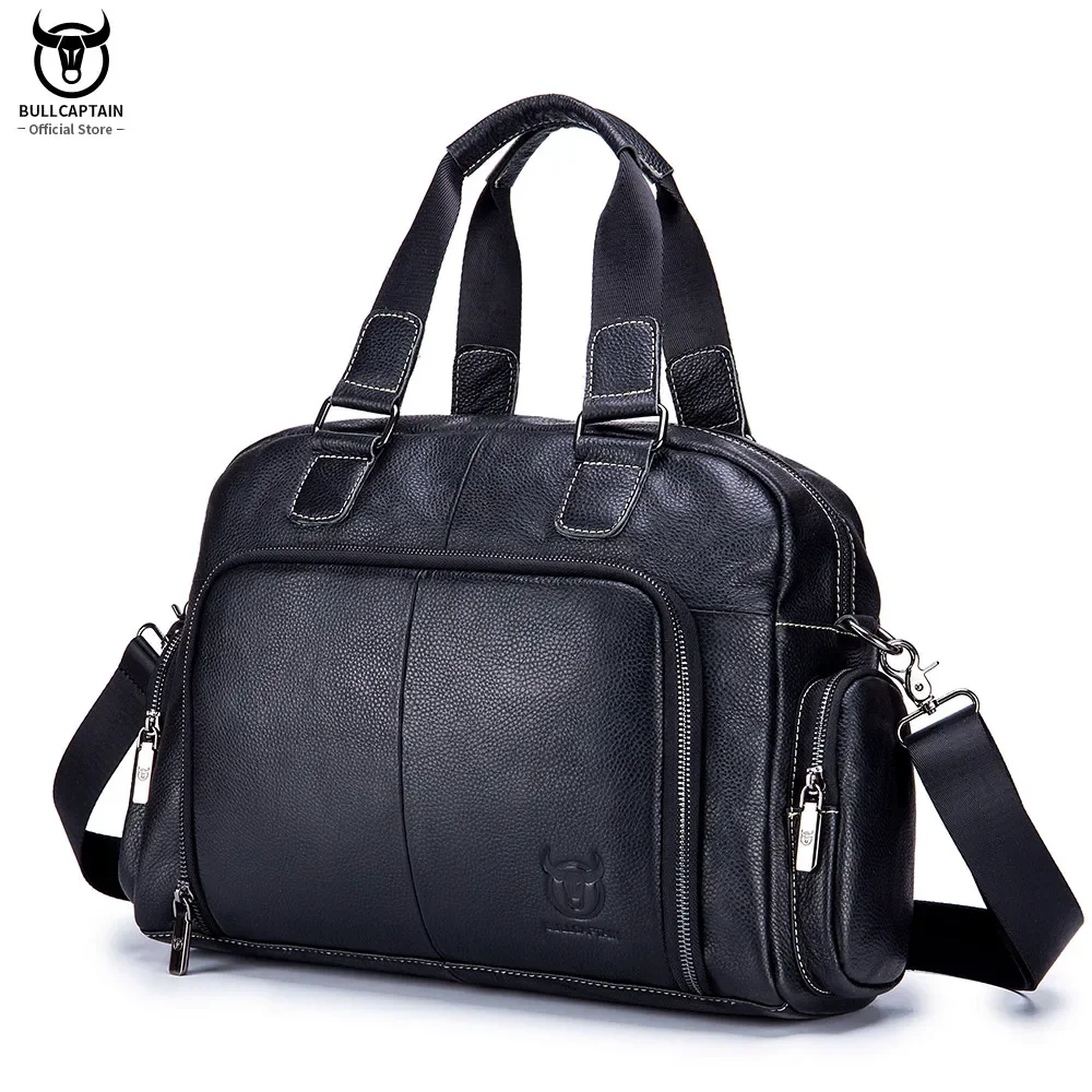 Men's leather briefcase for 14-inch laptop business travel leather briefcase