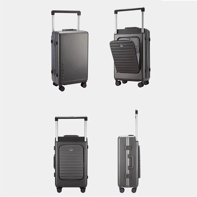 Wide Trolley Suitcase Men's Business Zipper Aluminum Frame Rear Opening 20 Inch Carry-On Luggage Women's TSA Combination Lock