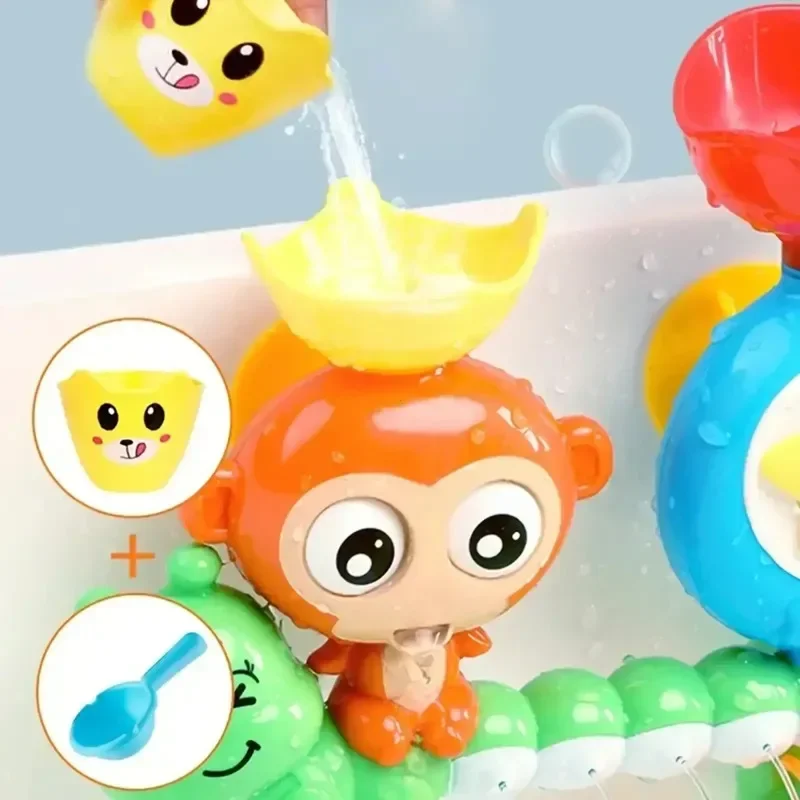 Baby Bath Toy Wall Sunction Cup Track Water Game Children Bathroom Monkey Caterpilla Bath Shower Toy for Children Birthday Gifts 4
