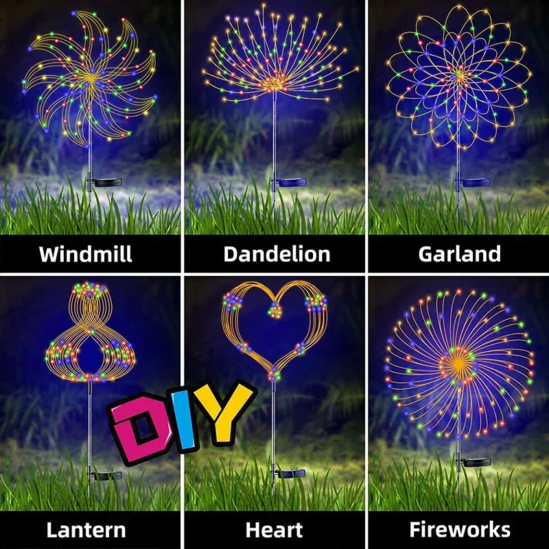 1/2/4Pcs Solar LED Firework Fairy Light Outdoor Garden Decoration Lawn Pathway Light For Patio Yard Party Christmas Wedding 4