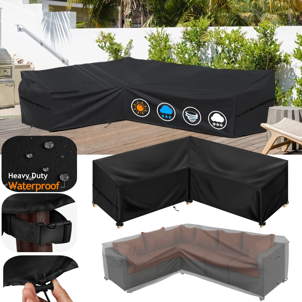 Premium Waterproof Outdoor Furniture Cover for L-Shaped Sectional Sofa – Durable Dustproof Protection for Garden Patio Sets