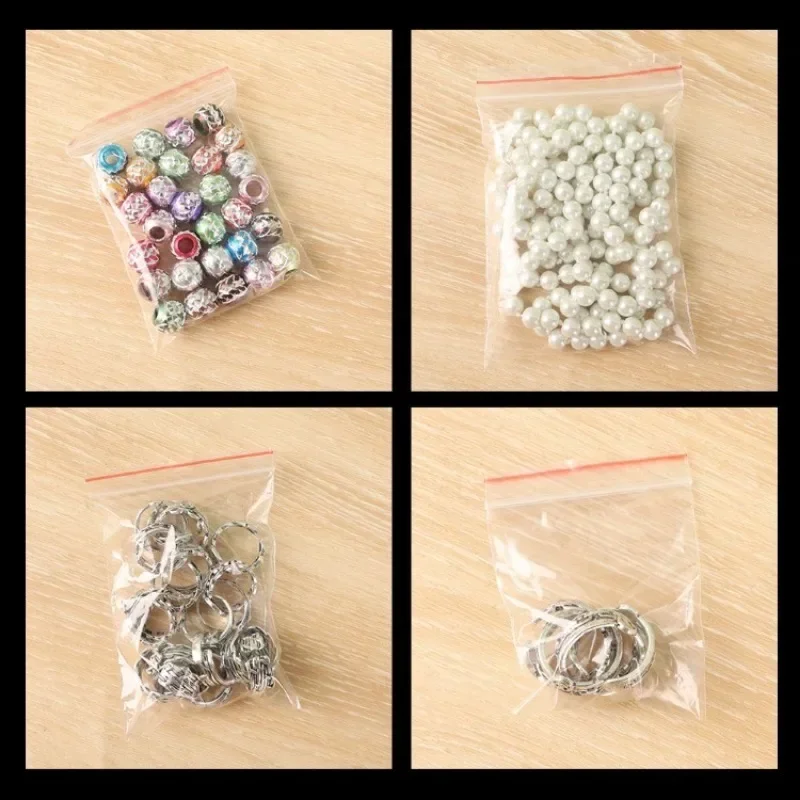 Multi Size Small Zip Lock Plastic Bags Universal Reclosable Self Seal Plastic Reclosable Poly Bags Vacuum Fresh Pouch 100Pcs