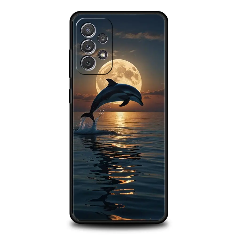Ocean Dolphin Design Phone Case – Artistic Blue Sea Background Cover
