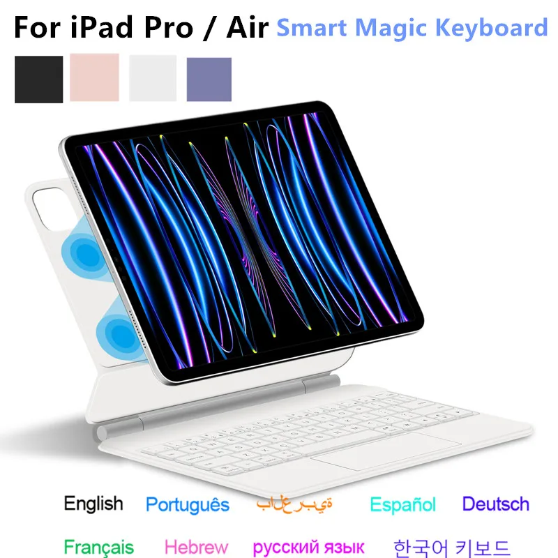 Magic Backlight Keyboard para Ipad Air Air Ipad Pro 11 1st 2nd 3rd 4th Generation Case Espanhol Coreano Azert Árabe