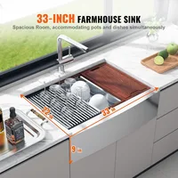 33 Inch Kitchen Sink, 304 Stainless Steel Sink, Top Mount Single Bowl Kitchen Sinks with Ledge & Accessories, Dishwasher Sinks 2