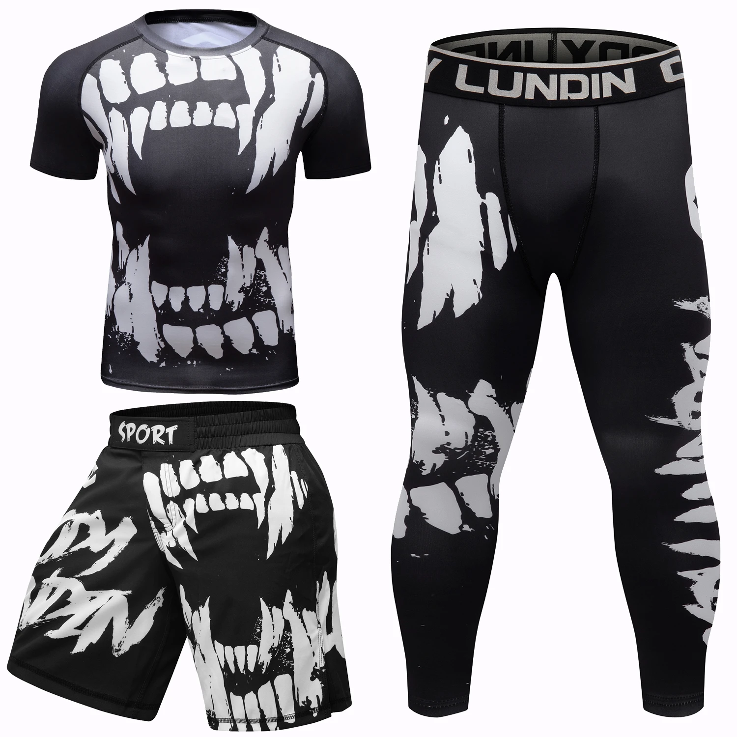 MMA Compression Jiu Jitsu T-Shirt Bjj Rashguard Men kickboxing Sportsuit MMA T-shirt Muay Thai Shorts Boxing Set Rash Guard sports apparel mens t shirt
