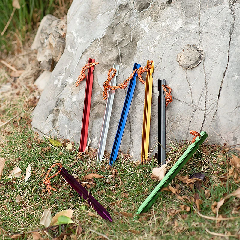 

5 Pcs 18cm Tent Pegs Aluminum Tent Stake Ground Nails With Reflective Rope Outdoor Camping Hiking Equipment Tent Accessories
