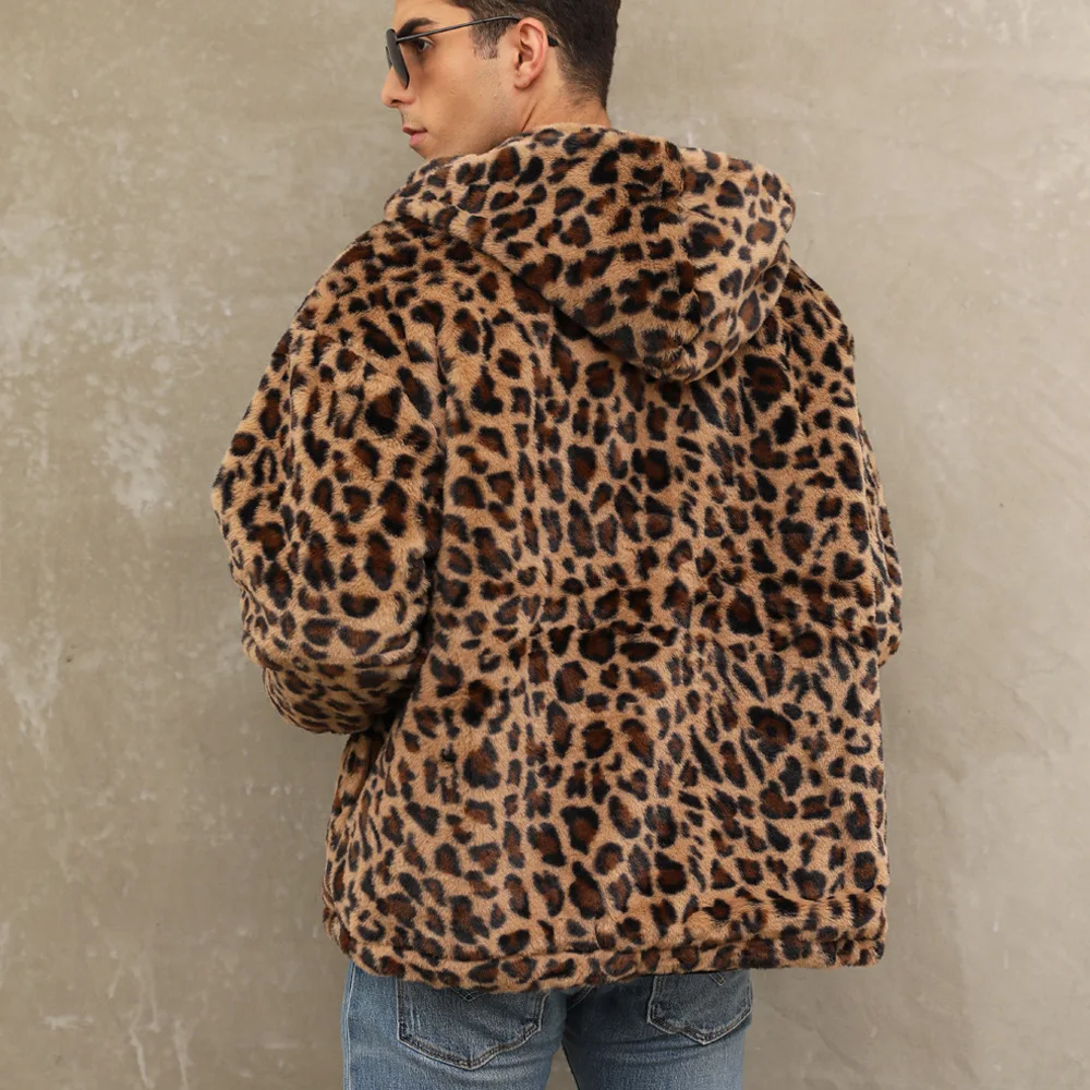 Autumn and Winter Warm Plush Leopard Print Jacket Imitation Fur