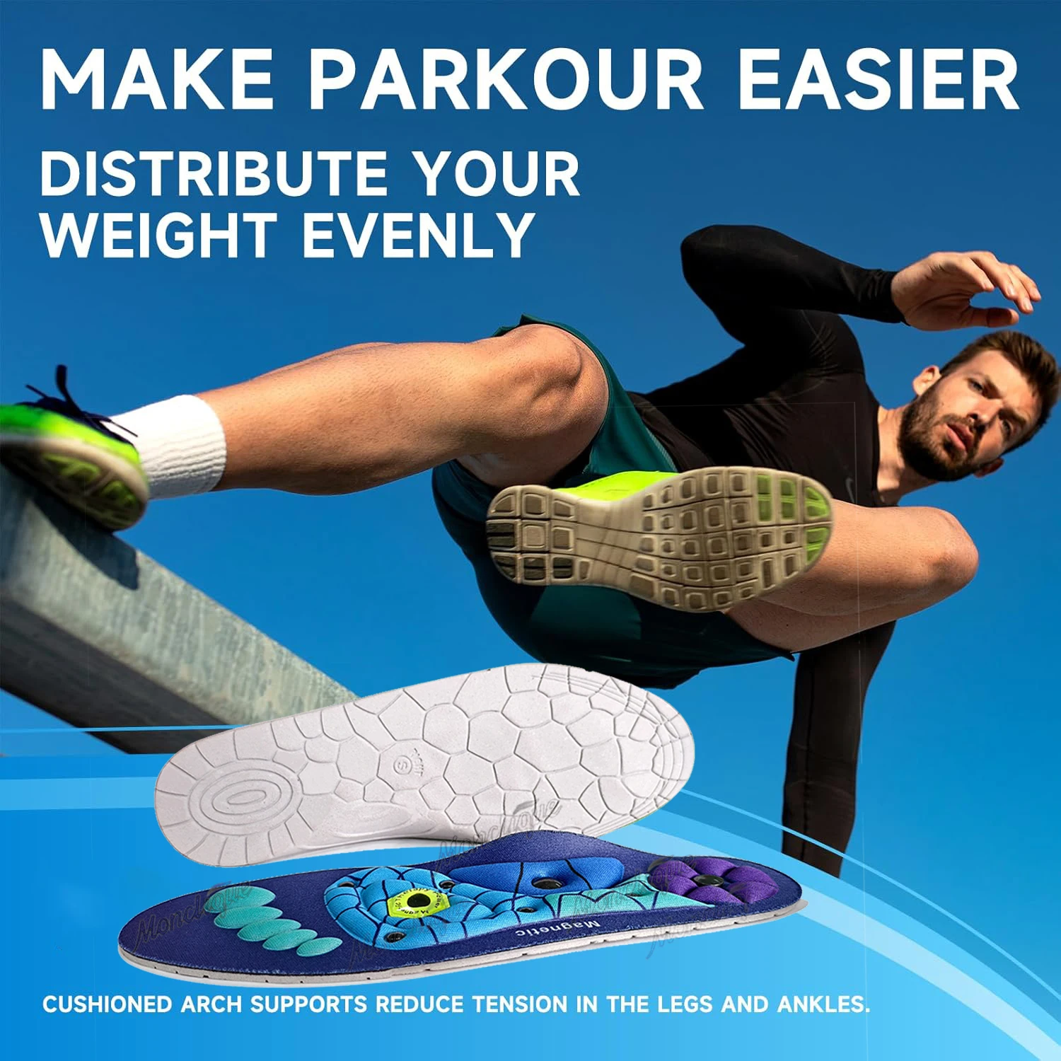 1 Pairs Magnetic Therapy Massage Insoles Arch Support Sports Insole Foot Health Care Shoe Pads for Relieve Fatigue Foot Training