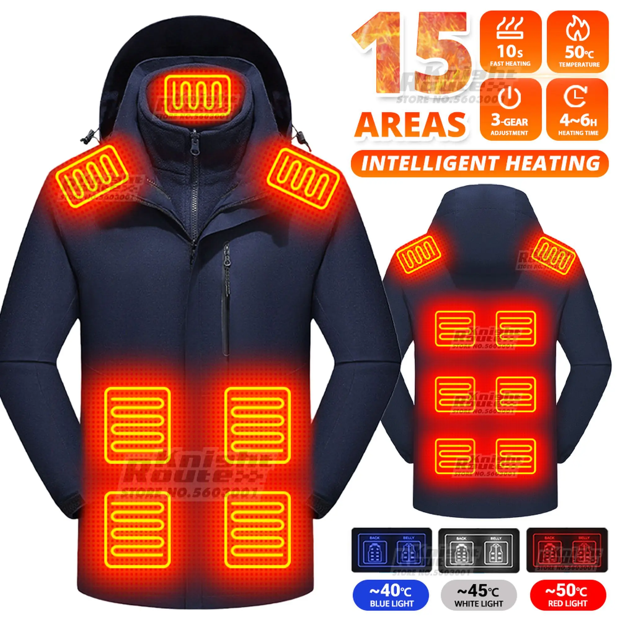 

15Areas Motorcycle Heating Jackets Men's Motorcycle Jacket Women's Warm USB Heating Vest Heating Jacket Bike Jacket Winter Warm