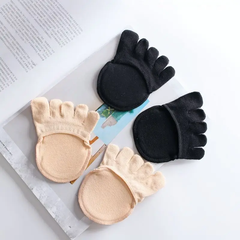Summer thin five fingers socks half palm socks towel bottom sponge cushion female invisible forefoot socks