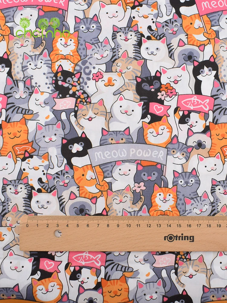 Chainho,Printed Twill Weave Cotton Fabric,DIY Quilting Sewing Material,Home Handmade Textile,Patchwork Cloth,Cartoon Series,25C6