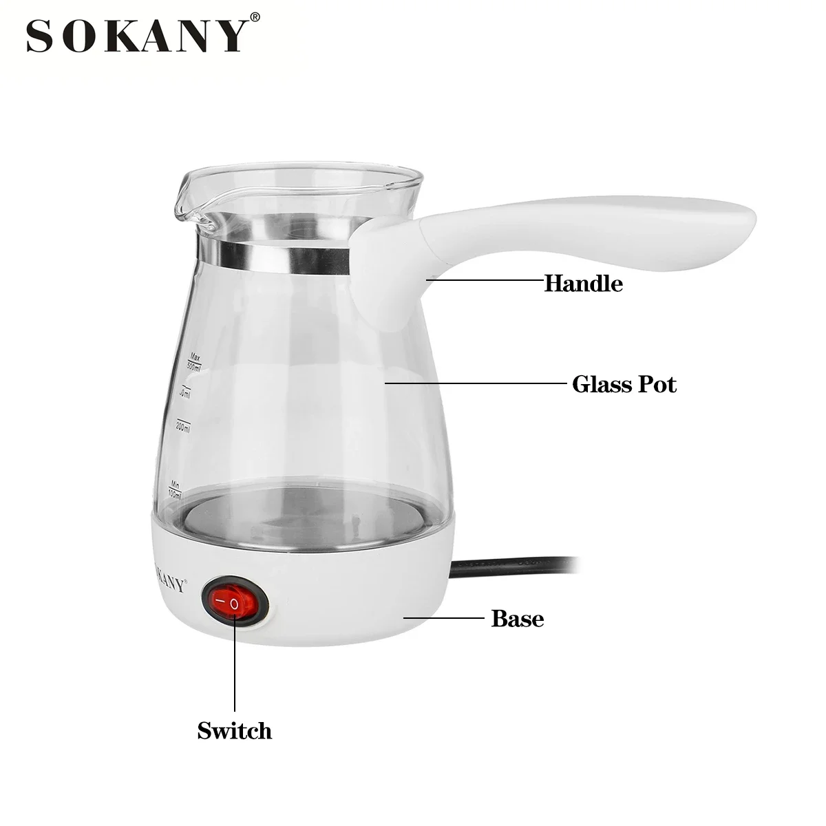 Electric Coffee Maker Pot Home Mocha Espresso Kettle Heat Resistant Portable Percolators 220V