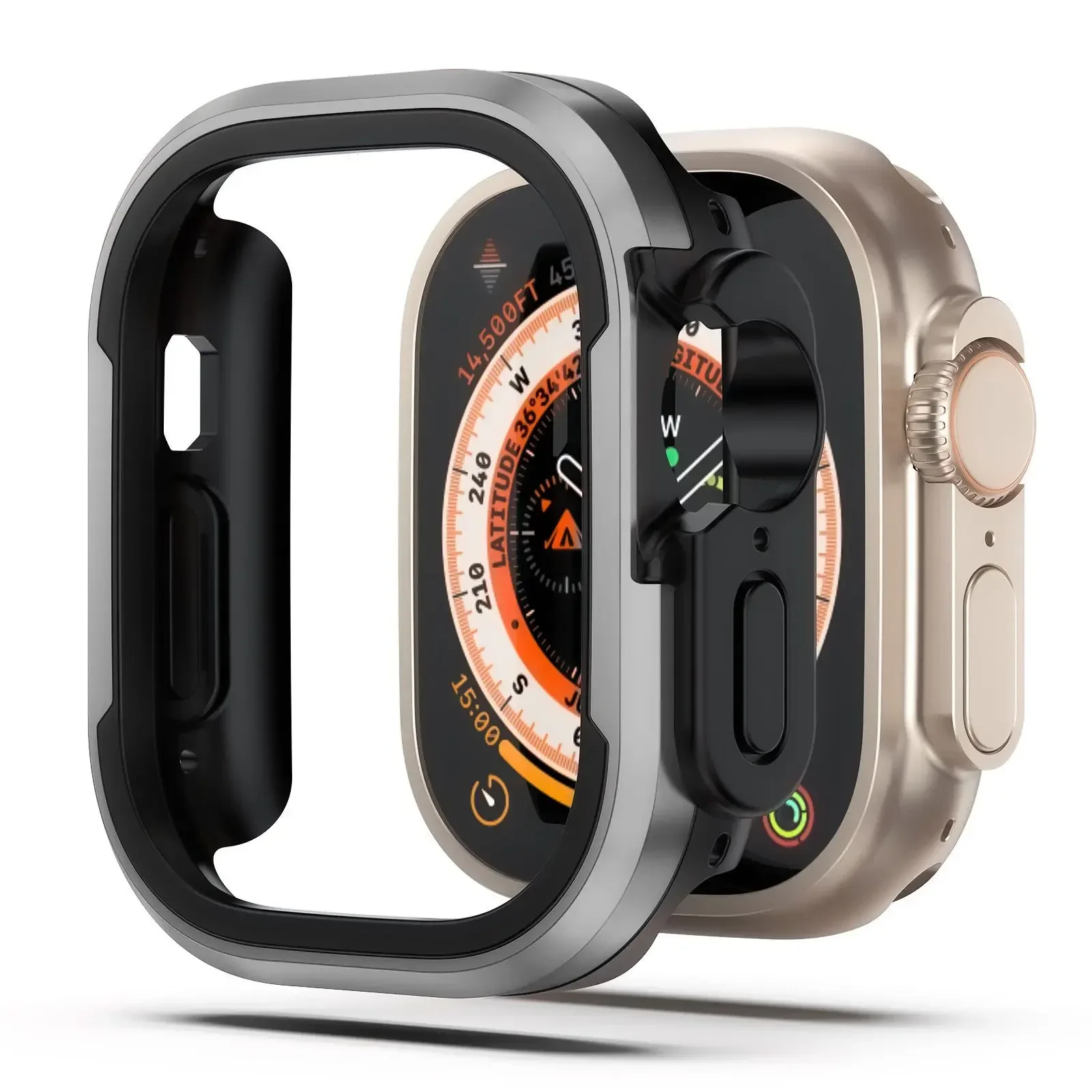 Premium Aluminum Alloy Apple Watch Case with Metal Frame & TPU Bumper Cover